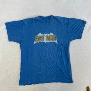 Batman T-Shirt Mens Large Blue Vintage Single Stitch DC Comics Distressed
